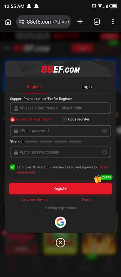 88EF Game login