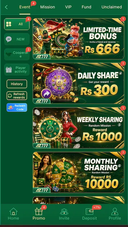 AZ777 Game Events