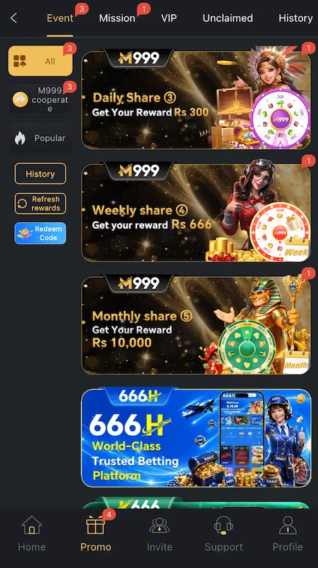M999 Game promotions