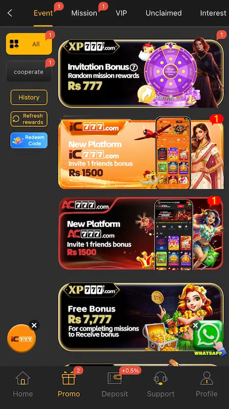 xp777 game events