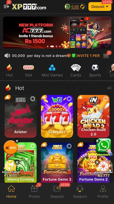 xp777 game interface