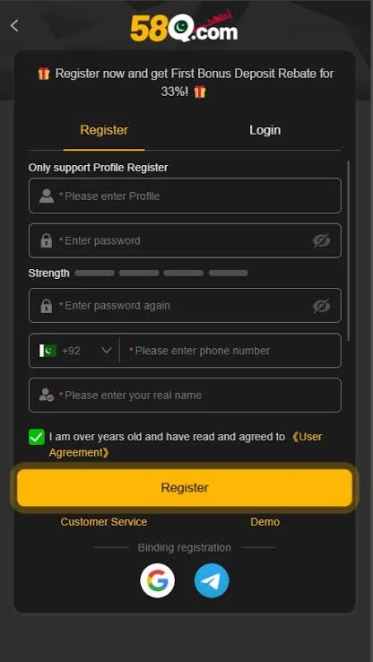 58Q Game login 
