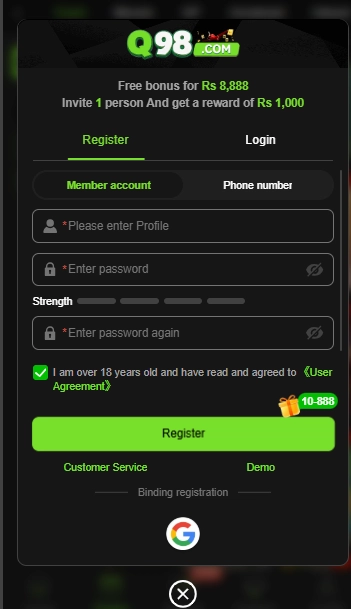 Q98 Game Login