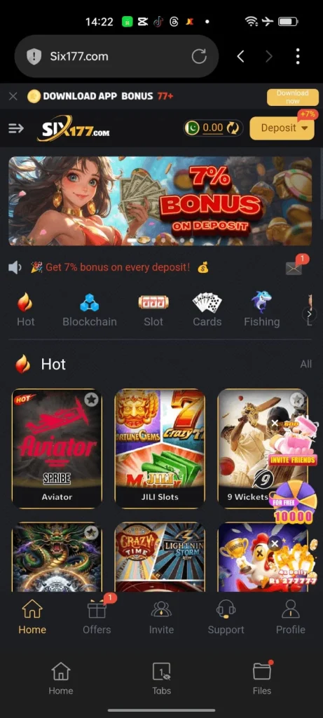 Six177 Game Interface and homepage